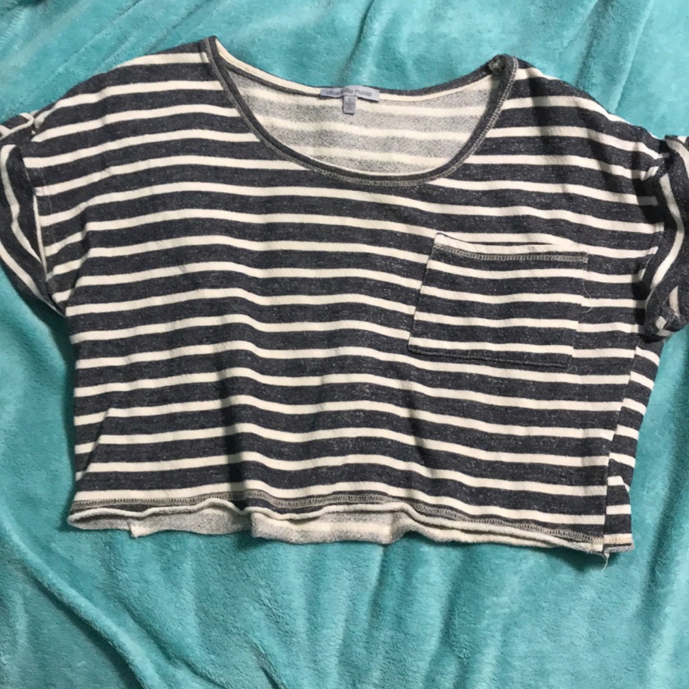🍍🌺Oversized striped crop top T-shirt
